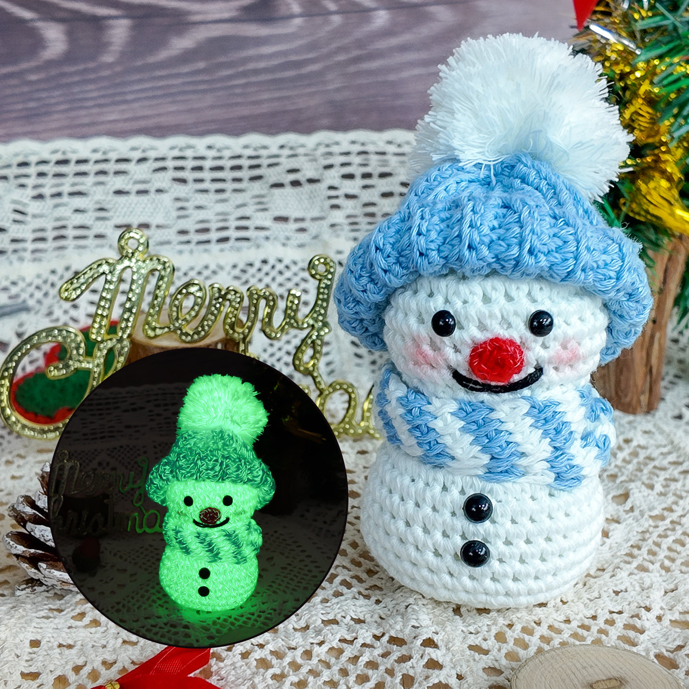 The Glow-in-the-Dark Snowman  Crochet Kit