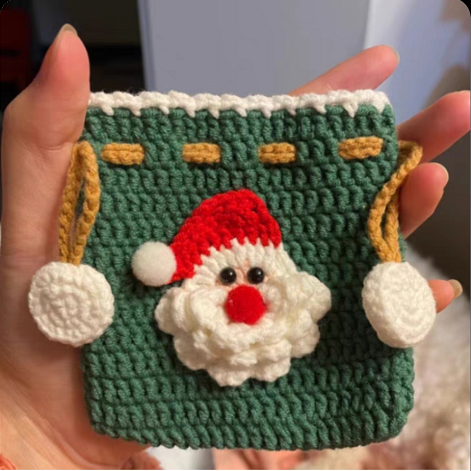 Christmas Headphone Change Drawstring Bag Crochet Pattern (free crochet pattern)