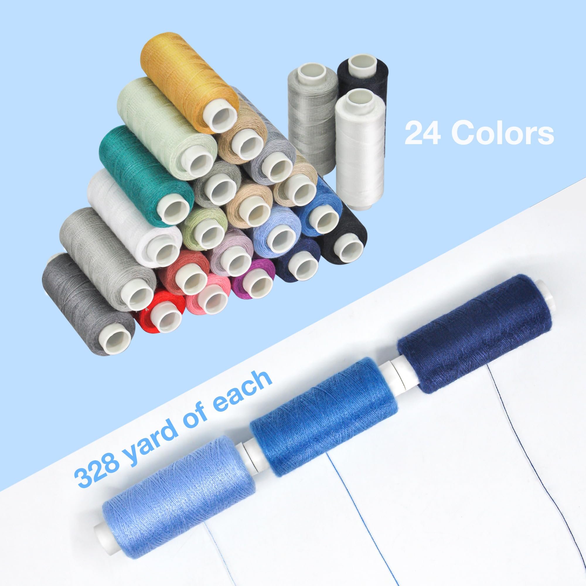 Sewing Thread-24 Spools of Polyester Thread for Hand & Machine Sewing