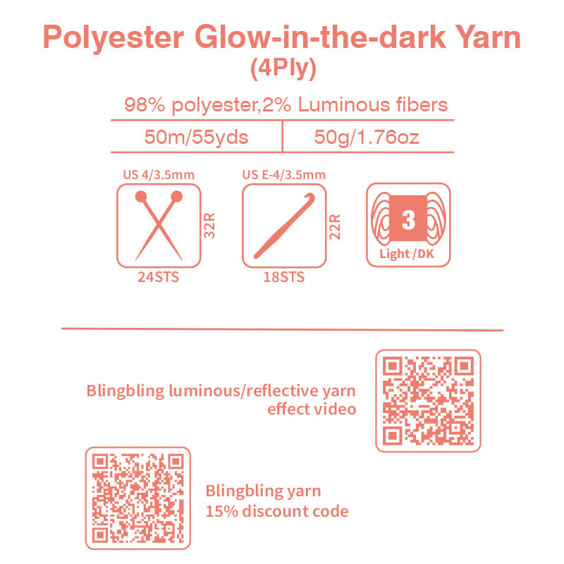 High Brightness Polyester White Glow-in-the-Dark Yarn