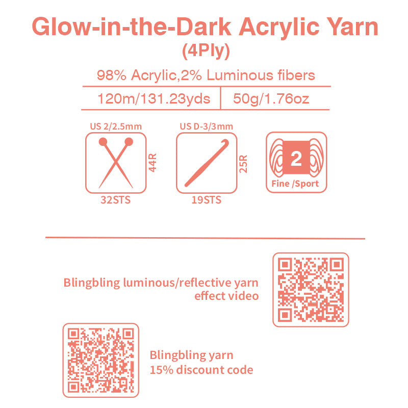 Eco-friendly blue acrylic glow-in-the-dark yarn (Glow Blue Jean Yarn)