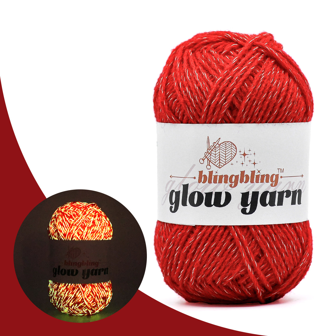 Glow-in-the-Dark Acrylic Red Yarn - Perfect for Christmas Crochet Projects