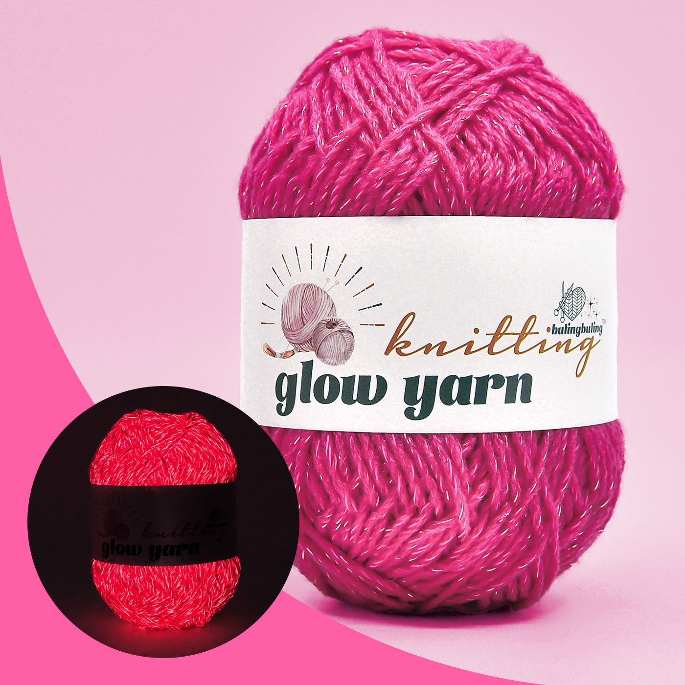 Fuchsia Acrylic Metallic Glow Yarn – Perfect for Christmas Crochet