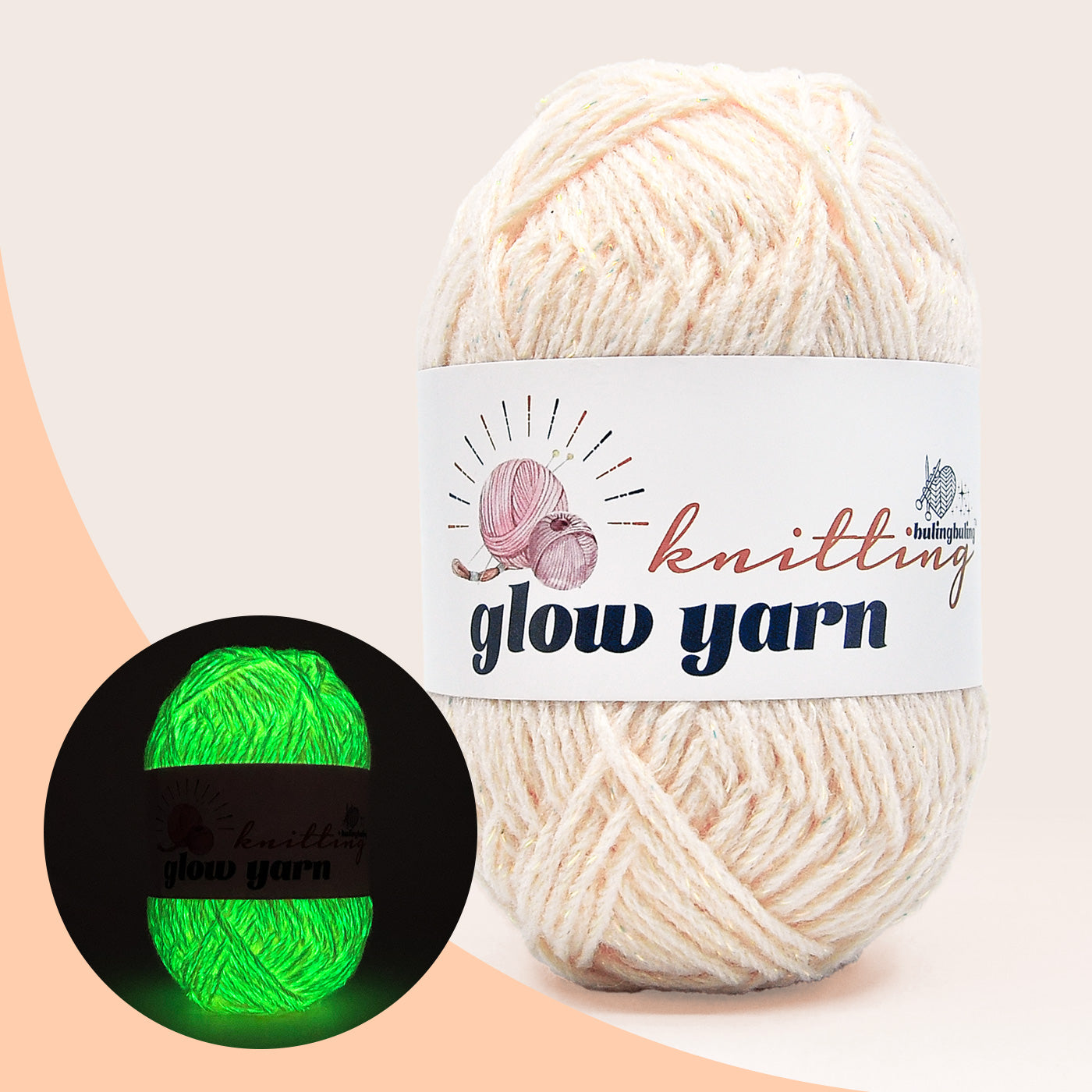 Premium Glow-in-the-Dark Acrylic Yarn with Metallic Shine