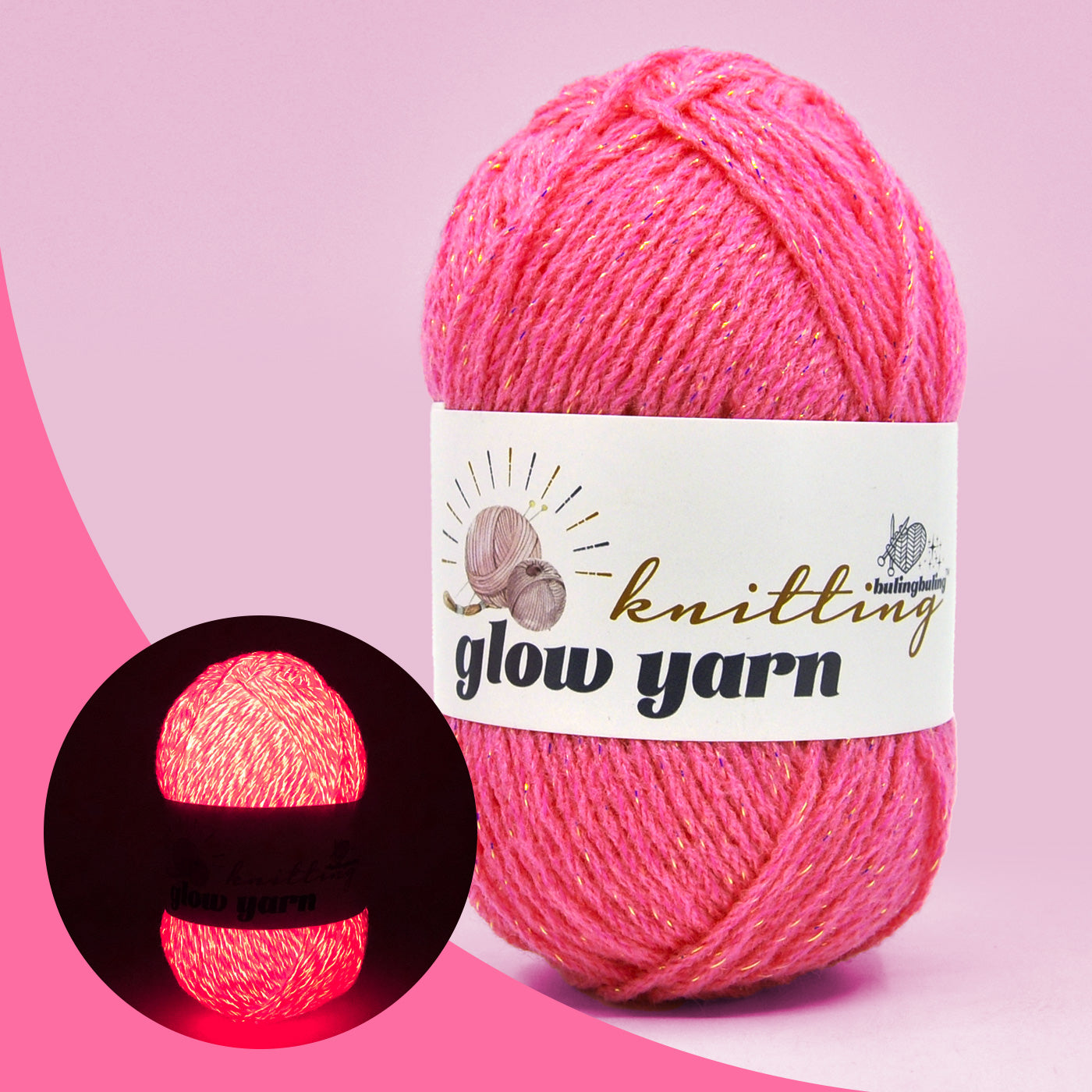 Bright Pink Acrylic Metallic Glow Yarn – Perfect for Christmas Crochet