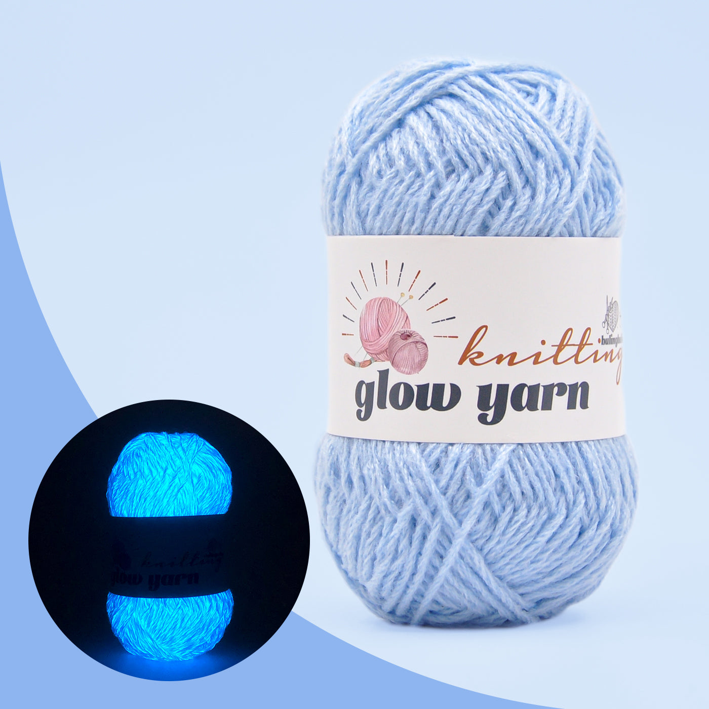 Eco-friendly blue acrylic glow-in-the-dark yarn (Glow Blue Jean Yarn)