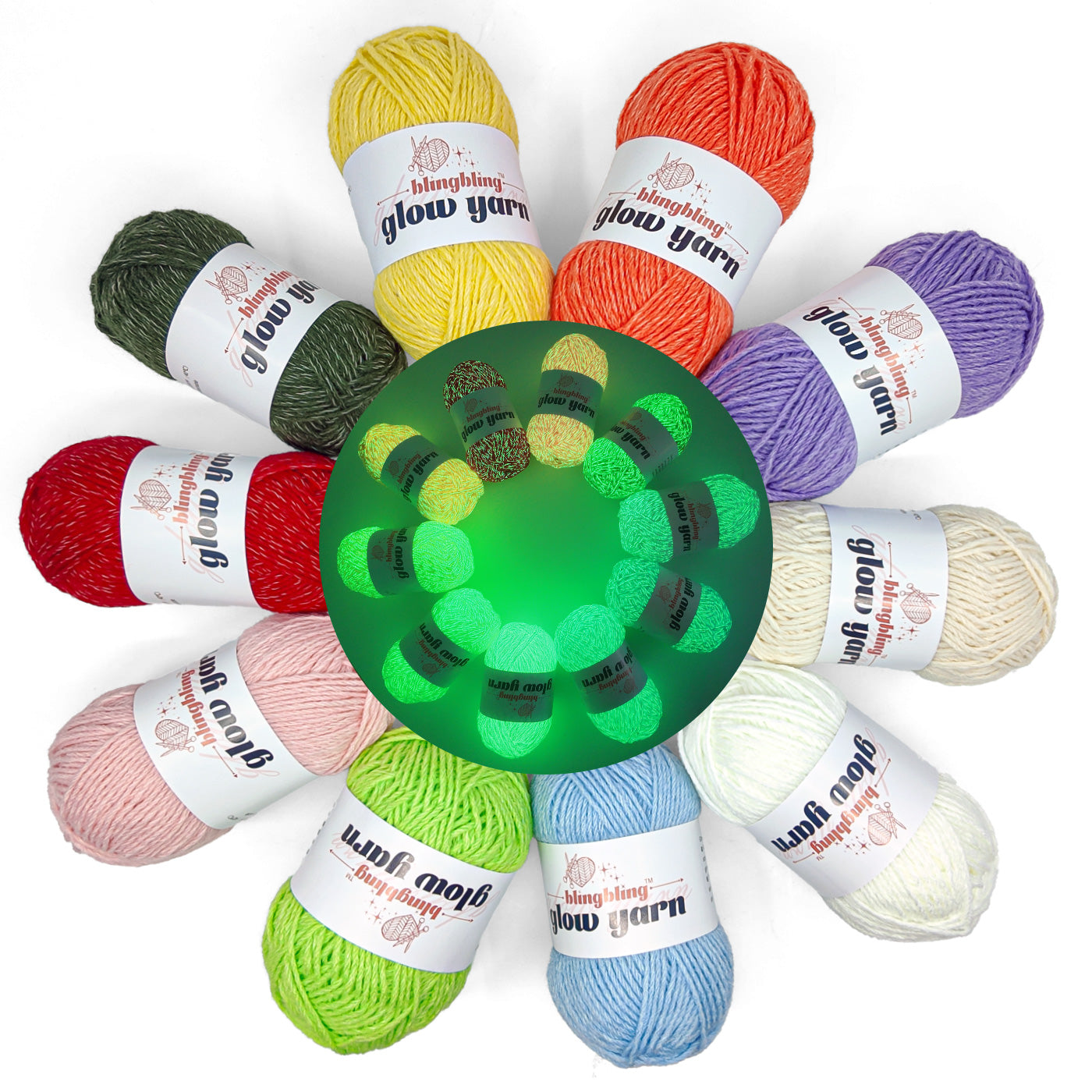 Glow-in-the-Dark Acrylic Yarn - Perfect for Crochet Projects(43 colors)