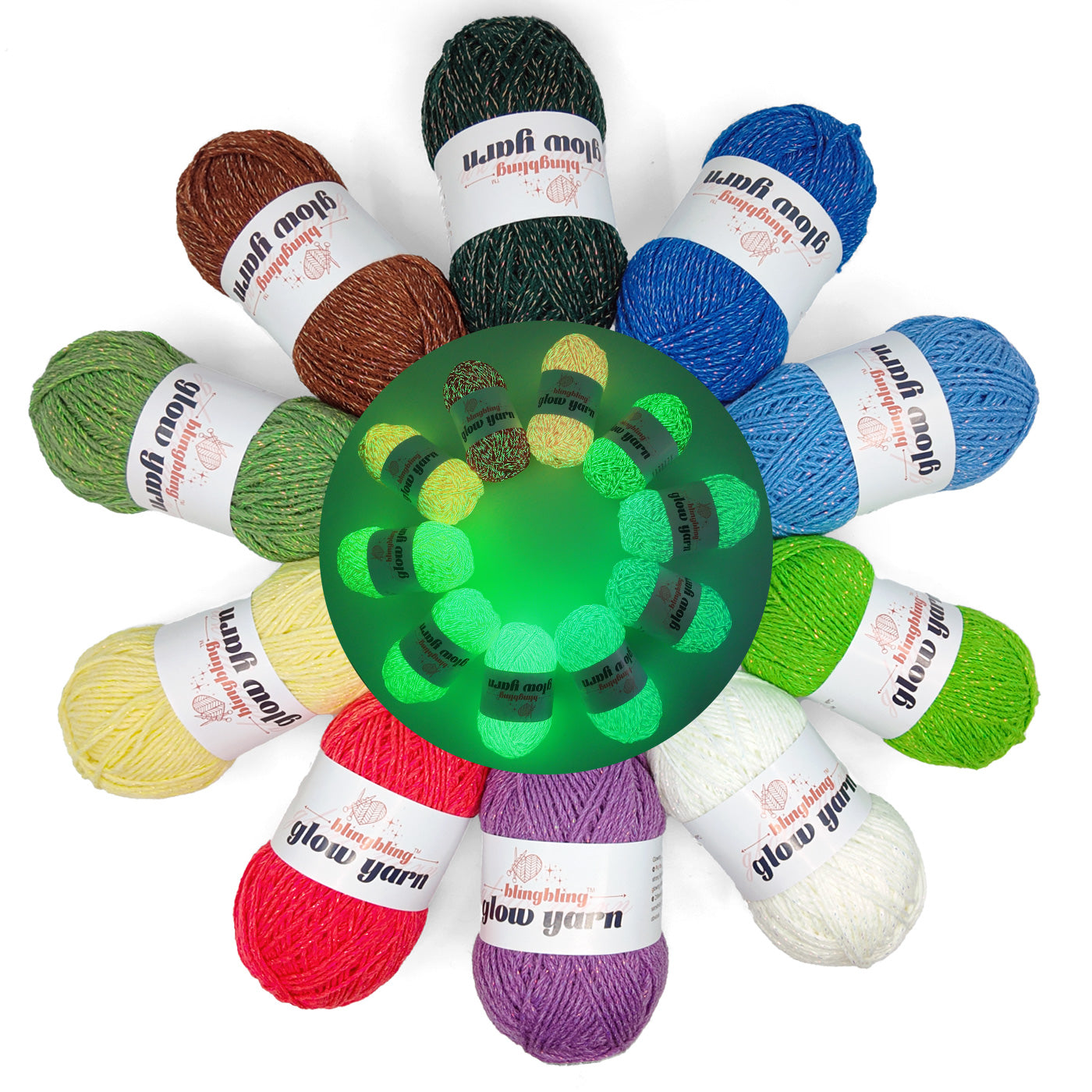 Glow-in-the-Dark Metallic Yarn - Premium Quality for Crochet & Knitting（40 Colors）