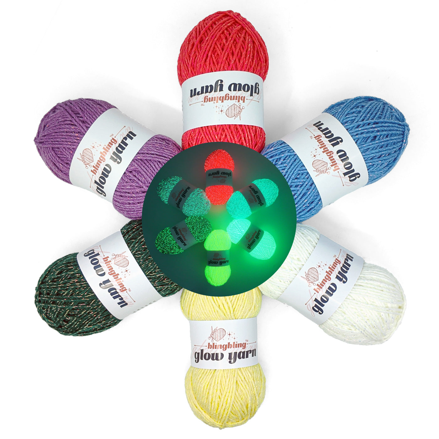 Glow-in-the-Dark Metallic Yarn - Premium Quality for Crochet & Knitting（40 Colors）