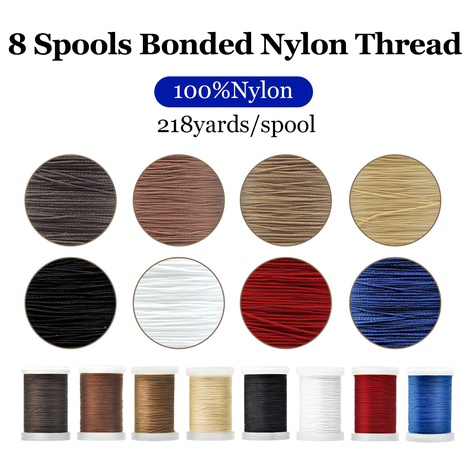 Bonded Nylon Thread for Sewing 8 Colors