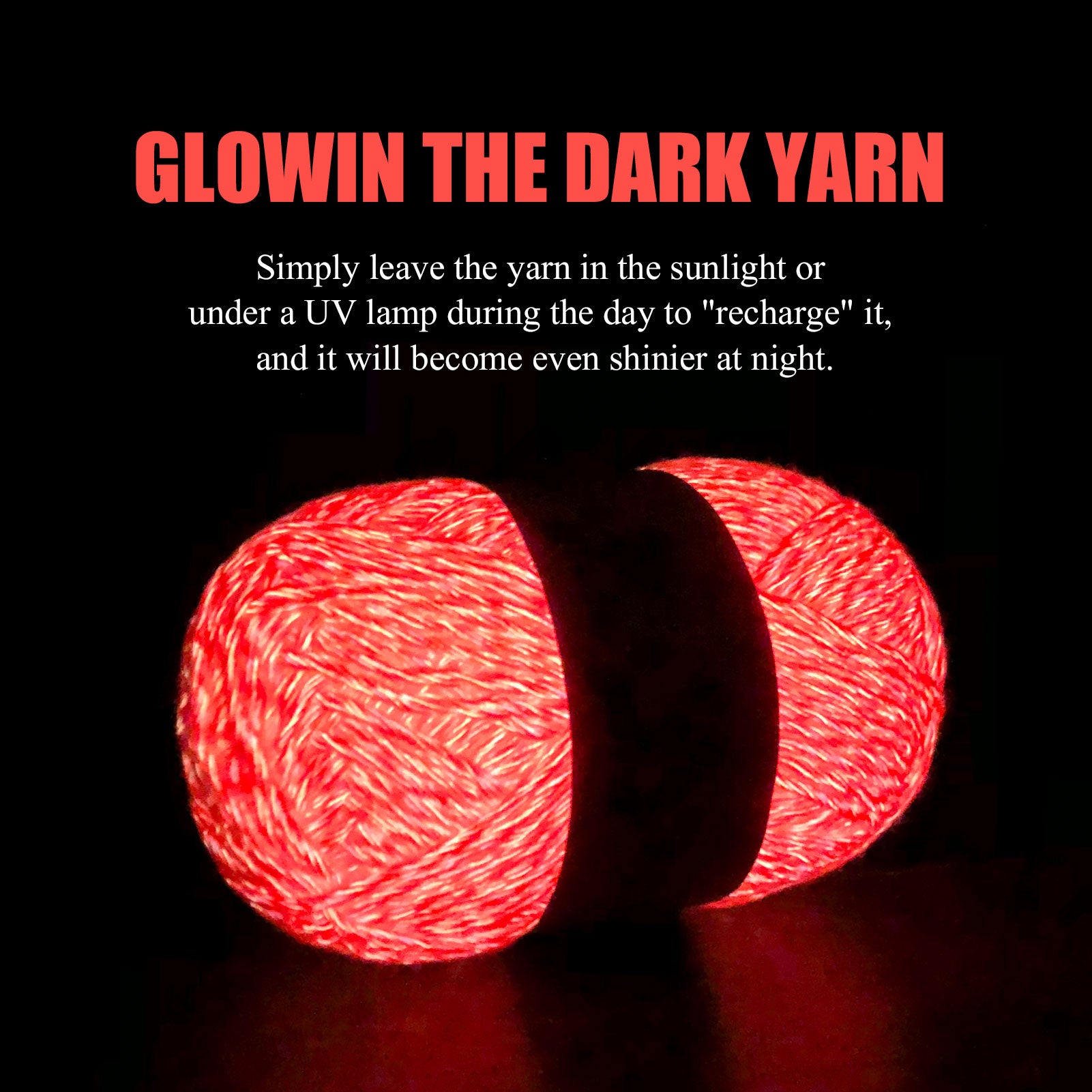 Glow in the Dark Acrylic Yarn, 100g (6 Colors) – Perfect for Crochet, Knitting, and DIY Projects