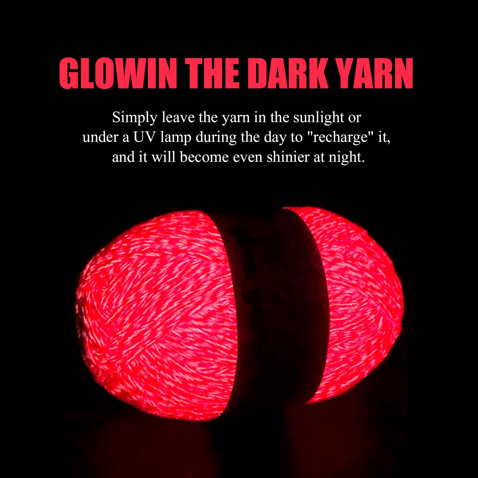 Glow in the Dark Acrylic Yarn, 100g (6 Colors) – Perfect for Crochet, Knitting, and DIY Projects