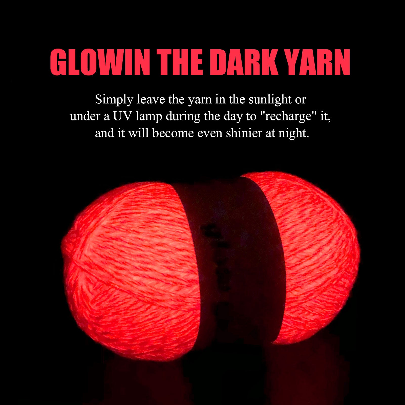 Glow in the Dark Acrylic Yarn, 100g (6 Colors) – Perfect for Crochet, Knitting, and DIY Projects