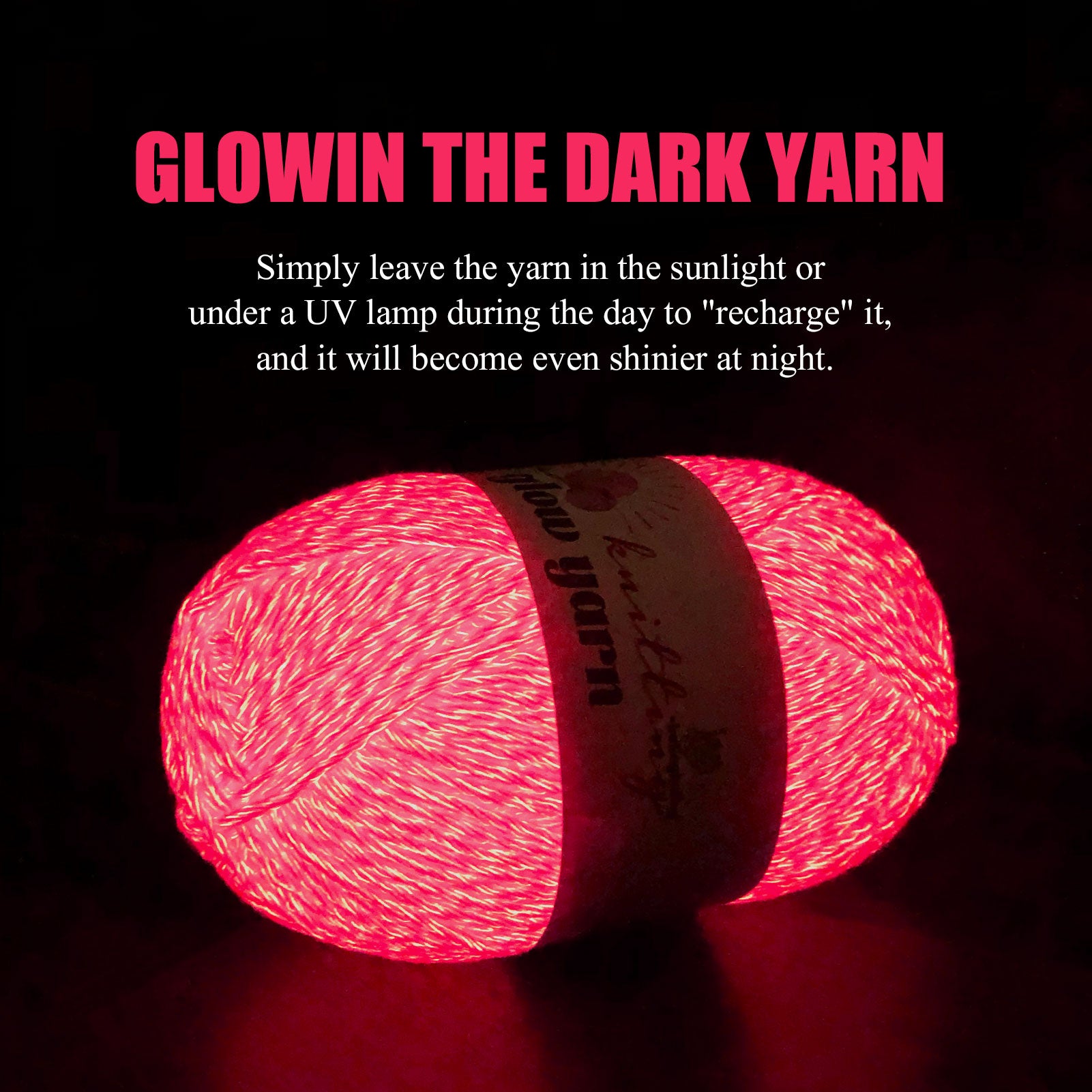 Glow in the Dark Acrylic Yarn, 100g (6 Colors) – Perfect for Crochet, Knitting, and DIY Projects