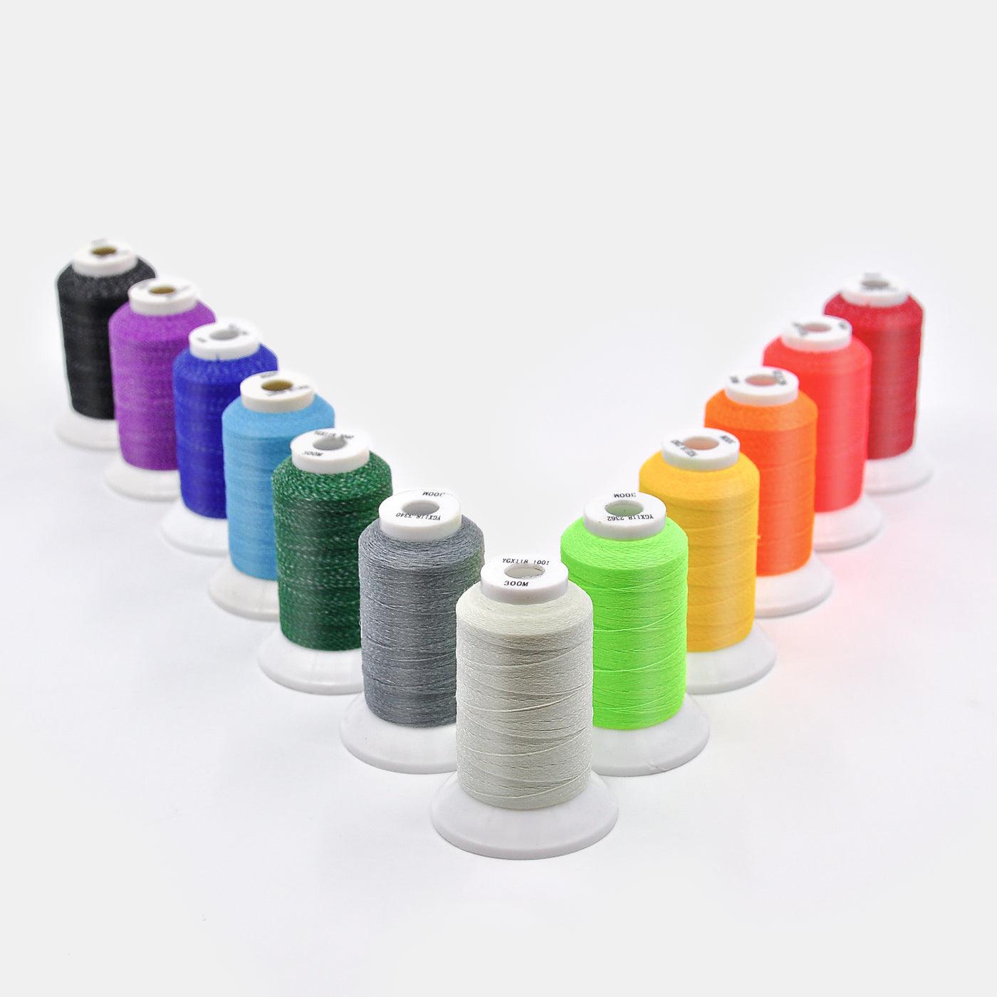 Glow-in-the-Dark Embroidery Thread Set - 12 Colors Package (300M） - BlingBlingYarn