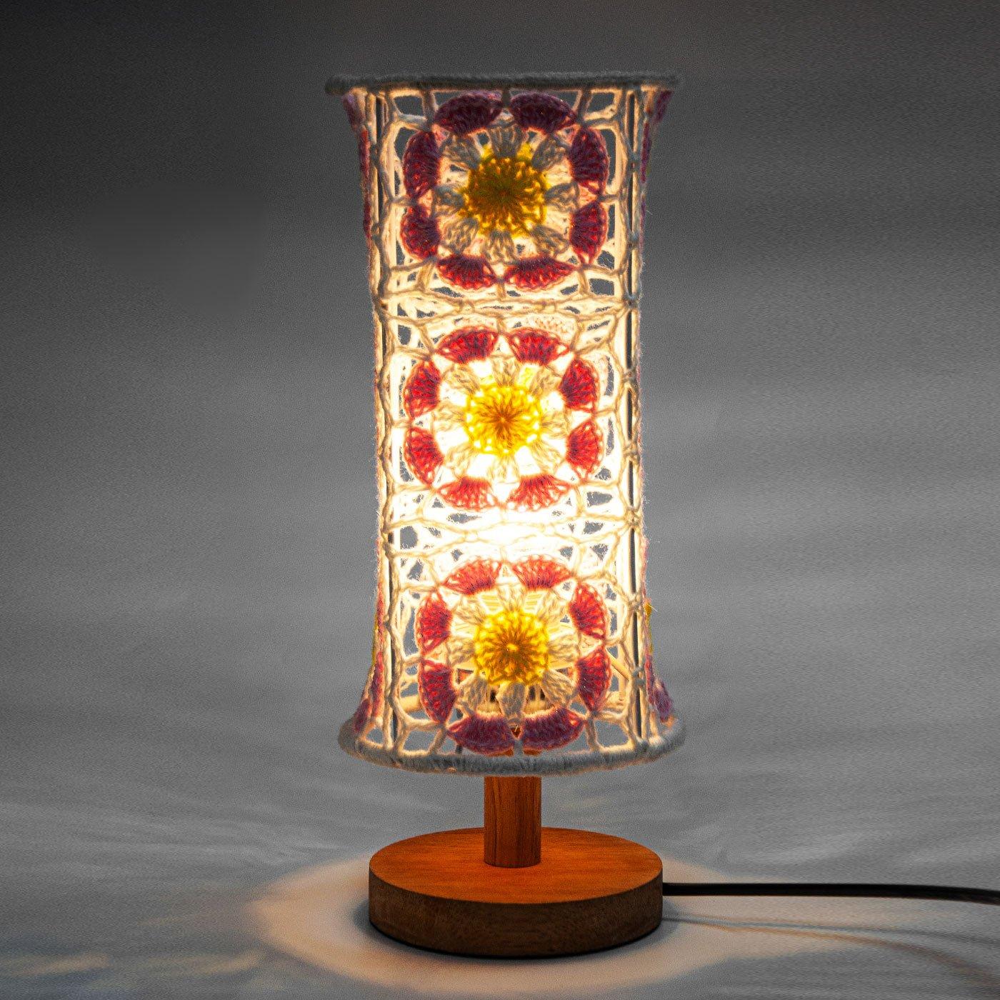 Handmade Crocheted Granny Square night lamp - BlingBlingYarn